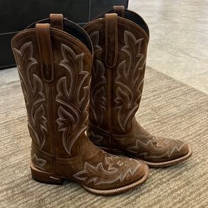 Brown Embroidered Ankle Boots